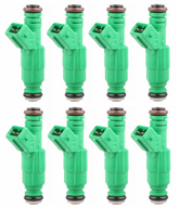 Green Fuel Injectors for GM Ford TBI LT1 LS1 LS6 V8 440cc EV1 (Set (8) 42lb)